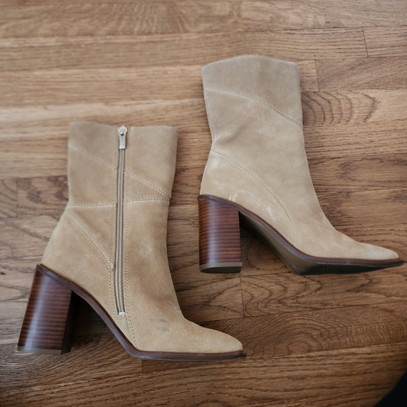Franco Sarto Tan Suede Ankle Boots - Picture 6 of 10